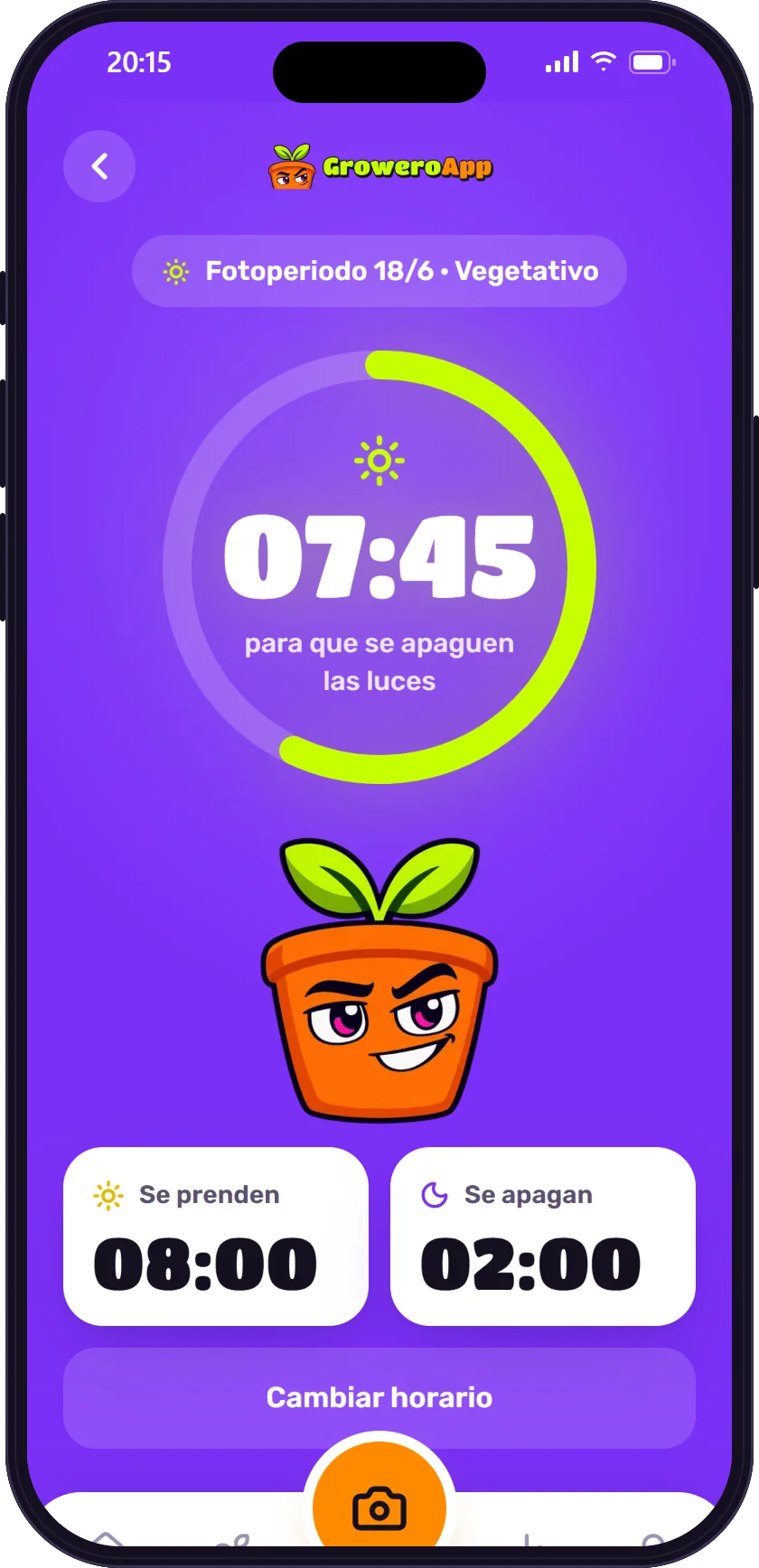 Pantalla de luz: cuenta regresiva hasta que se apagan las luces del fotoperiodo 18/6